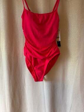 La Blanca Island Goddess Ruched Body One-Piece Swimsuit in hot pink